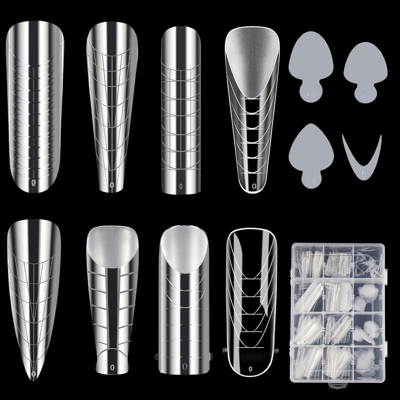 BOMOQING 288 Poly Nail Gel Forms Set - Full Cover Dual Forms With Slip Solution for Acrylic Nails, 8 Types 4 Styles 12 Sizes Sticker Silicone for Manicure Extension - Image 1